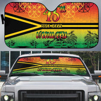 Hapi 45th Indipendens Dei Vanuatu Auto Sun Shade Yumi 1980 with Vanuatuan Beach Landscape - Polynesian Pride