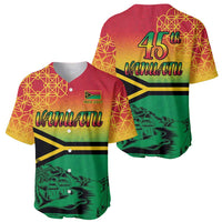 Hapi 45th Indipendens Dei Vanuatu Baseball Jersey Yumi 1980 with Vanuatuan Beach Landscape