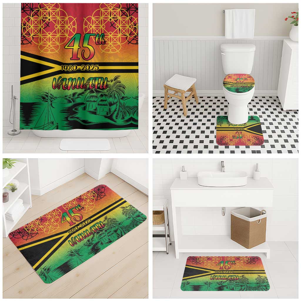 Hapi 45th Indipendens Dei Vanuatu Bathroom Set Yumi 1980 with Vanuatuan Beach Landscape - Polynesian Pride