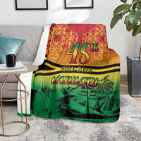 Hapi 45th Indipendens Dei Vanuatu Blanket Yumi 1980 with Vanuatuan Beach Landscape