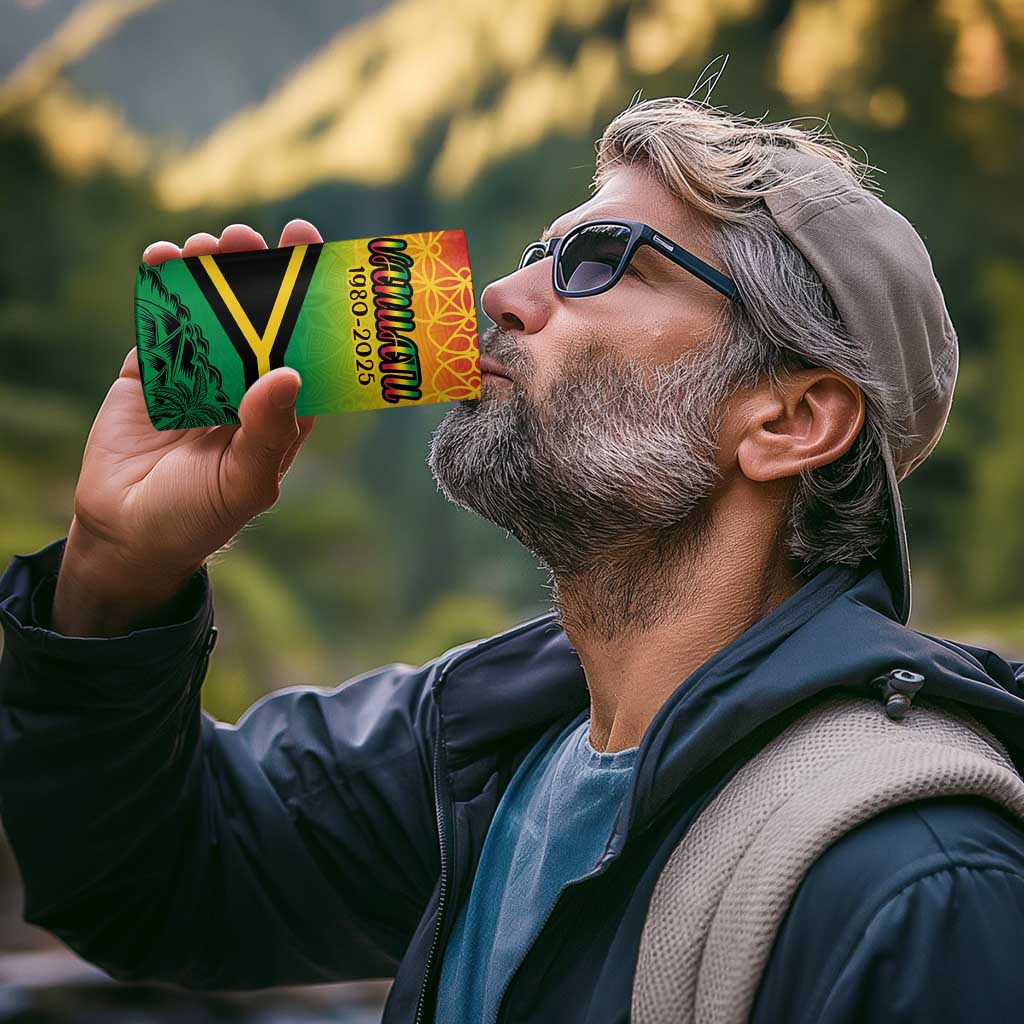 Hapi 45th Indipendens Dei Vanuatu 4 in 1 Can Cooler Tumbler Yumi 1980 with Vanuatuan Beach Landscape