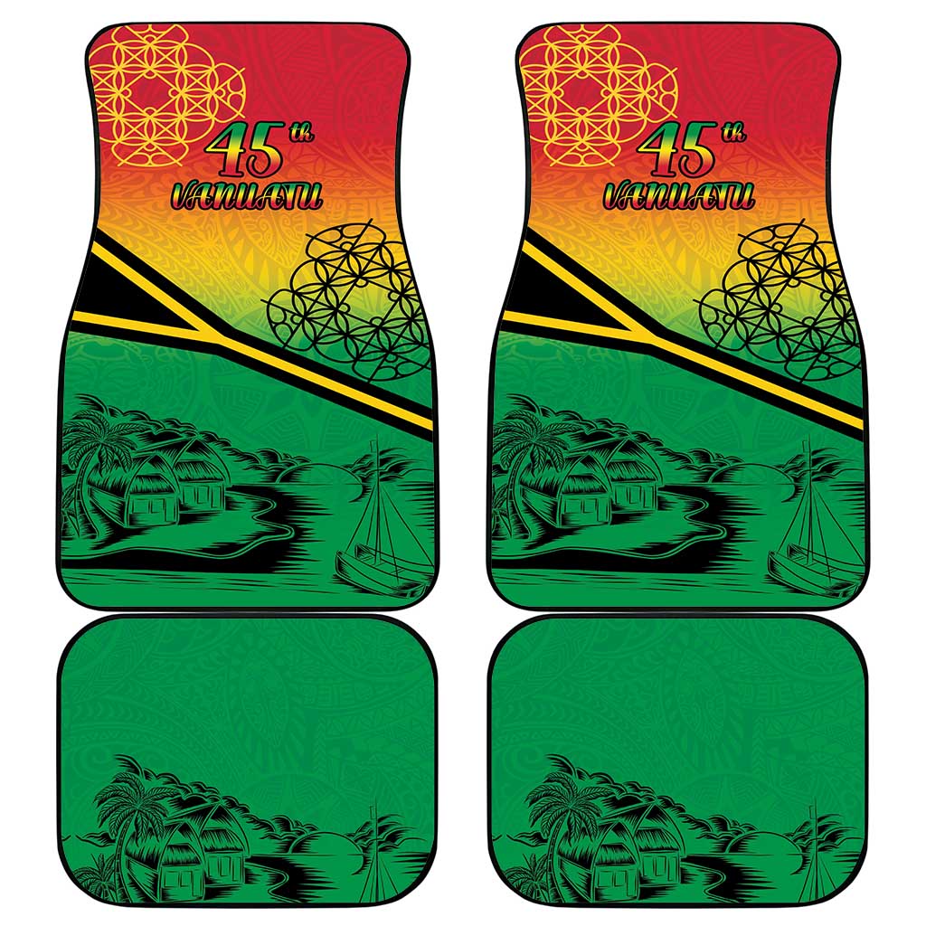 Hapi 45th Indipendens Dei Vanuatu Car Mats Yumi 1980 with Vanuatuan Beach Landscape