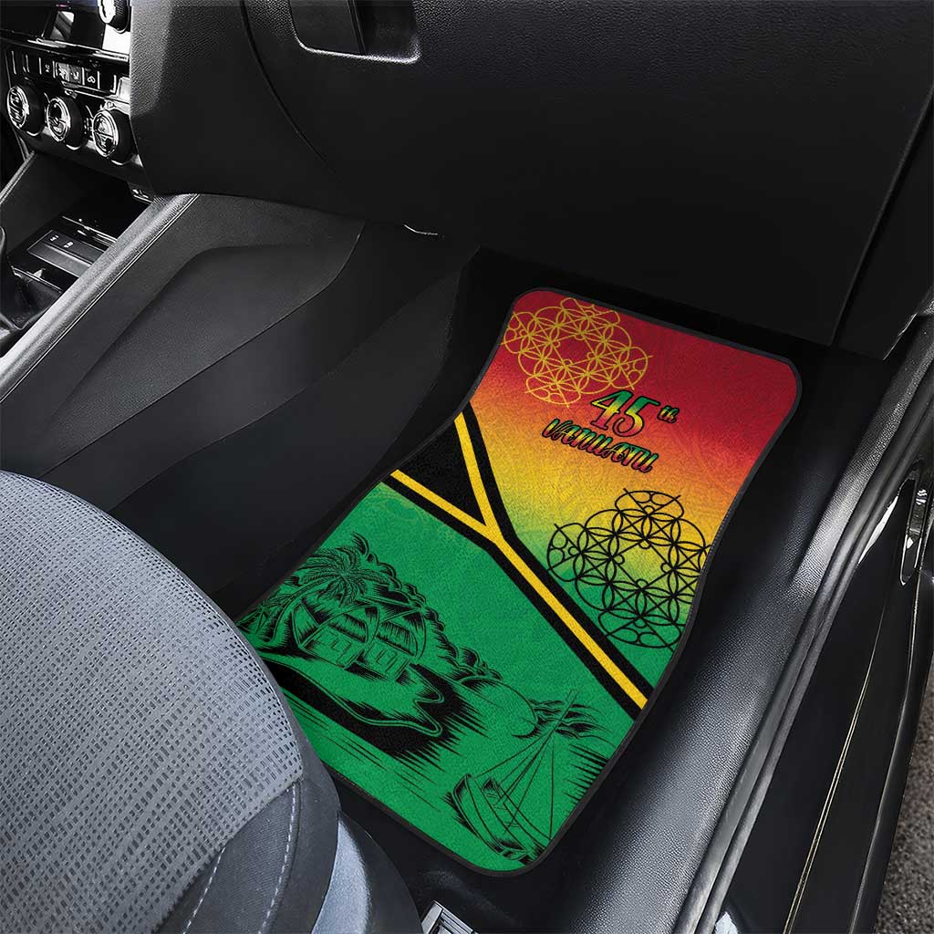Hapi 45th Indipendens Dei Vanuatu Car Mats Yumi 1980 with Vanuatuan Beach Landscape