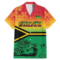 Hapi 45th Indipendens Dei Vanuatu Family Matching Mermaid Dress and Hawaiian Shirt Yumi 1980 with Vanuatuan Beach Landscape