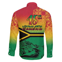 Hapi 45th Indipendens Dei Vanuatu Family Matching Off The Shoulder Long Sleeve Dress and Hawaiian Shirt Yumi 1980 with Vanuatuan Beach Landscape