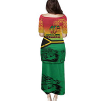 Hapi 45th Indipendens Dei Vanuatu Family Matching Puletasi and Hawaiian Shirt Yumi 1980 with Vanuatuan Beach Landscape