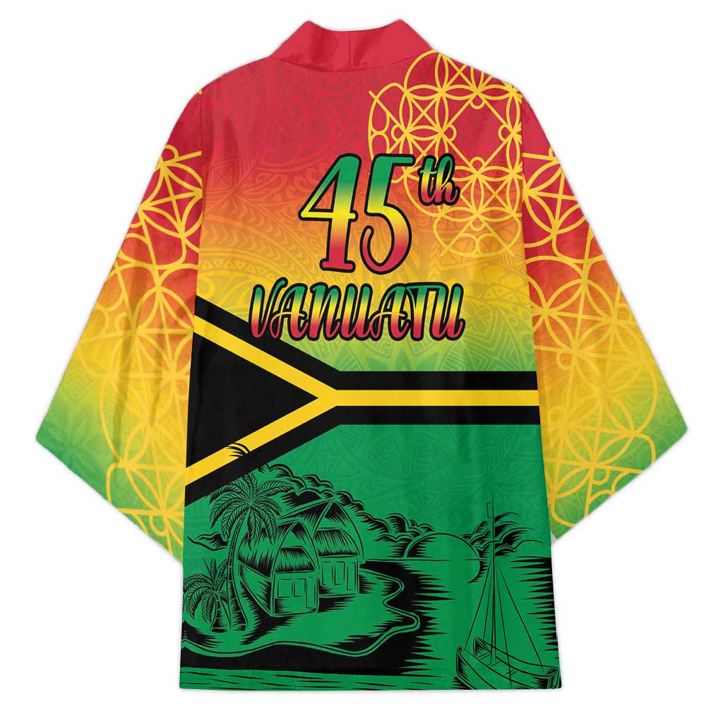 Hapi 45th Indipendens Dei Vanuatu Kimono Yumi 1980 with Vanuatuan Beach Landscape - Polynesian Pride