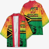 Hapi 45th Indipendens Dei Vanuatu Kimono Yumi 1980 with Vanuatuan Beach Landscape - Polynesian Pride