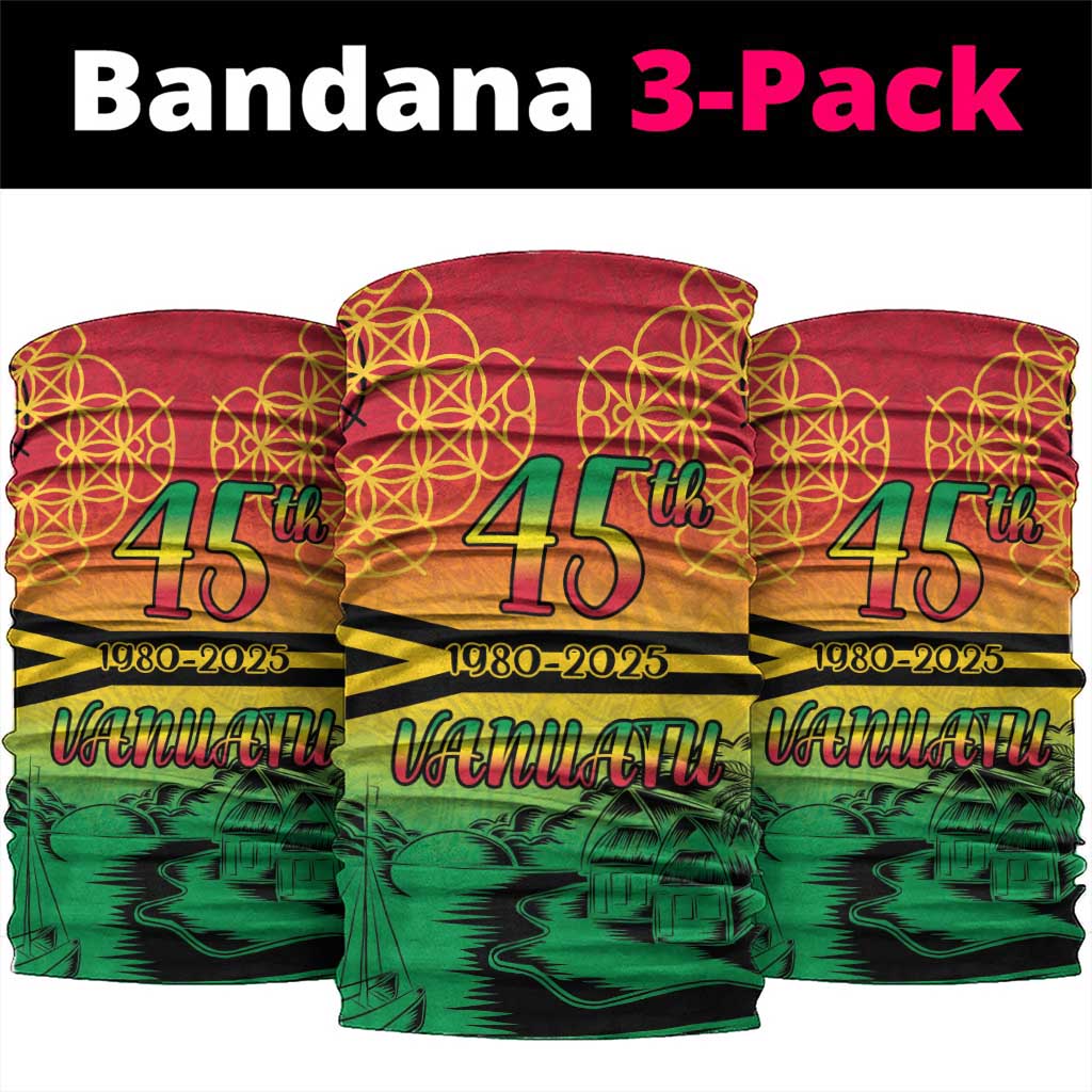 Hapi 45th Indipendens Dei Vanuatu Neck Gaiter Yumi 1980 with Vanuatuan Beach Landscape - Polynesian Pride