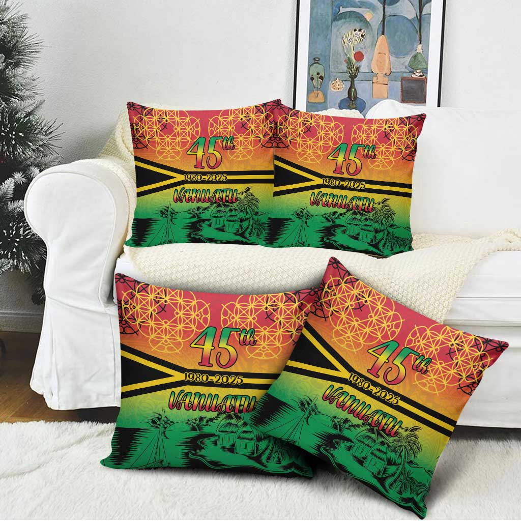 Hapi 45th Indipendens Dei Vanuatu Pillow Cover Yumi 1980 with Vanuatuan Beach Landscape - Polynesian Pride
