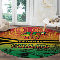 Hapi 45th Indipendens Dei Vanuatu Round Carpet Yumi 1980 with Vanuatuan Beach Landscape