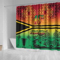 Hapi 45th Indipendens Dei Vanuatu Shower Curtain Yumi 1980 with Vanuatuan Beach Landscape