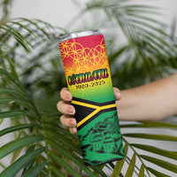 Hapi 45th Indipendens Dei Vanuatu Skinny Tumbler Yumi 1980 with Vanuatuan Beach Landscape