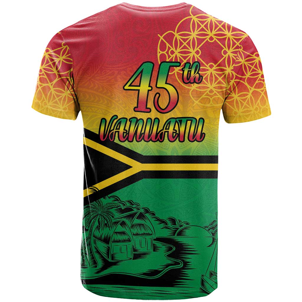 Hapi 45th Indipendens Dei Vanuatu T Shirt Yumi 1980 with Vanuatuan Beach Landscape