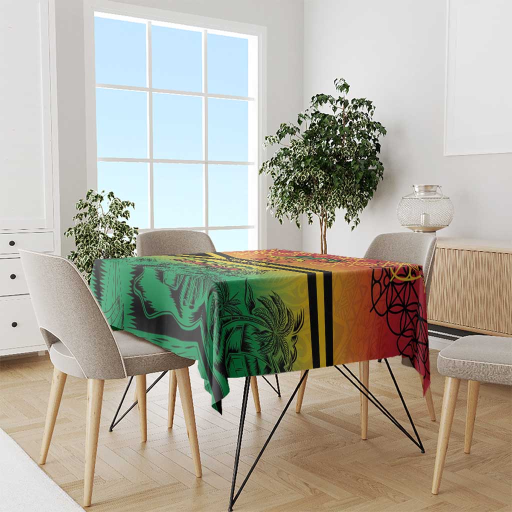 Hapi 45th Indipendens Dei Vanuatu Tablecloth Yumi 1980 with Vanuatuan Beach Landscape