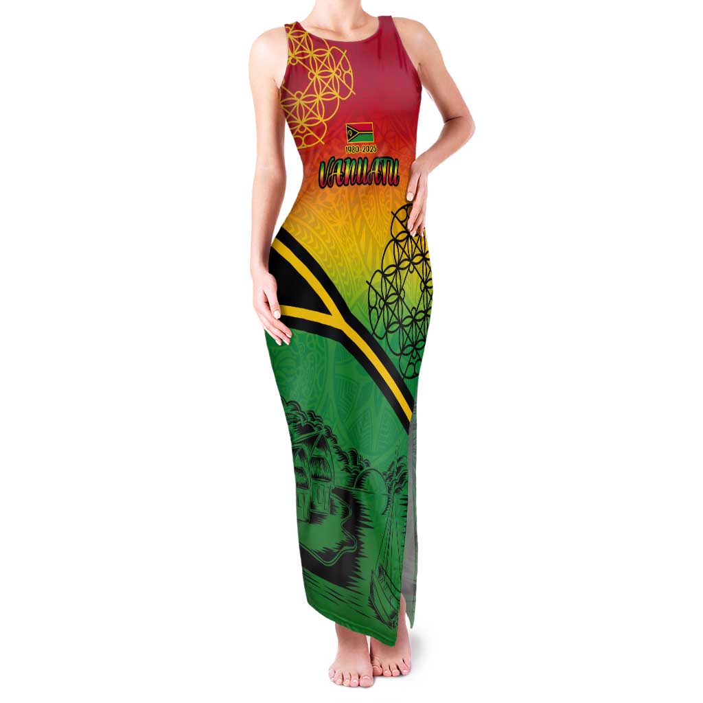 Hapi 45th Indipendens Dei Vanuatu Tank Maxi Dress Yumi 1980 with Vanuatuan Beach Landscape