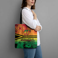 Hapi 45th Indipendens Dei Vanuatu Tote Bag Yumi 1980 with Vanuatuan Beach Landscape - Polynesian Pride