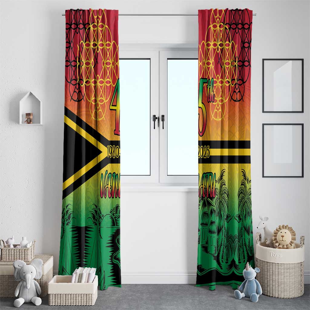Hapi 45th Indipendens Dei Vanuatu Window Curtain Yumi 1980 with Vanuatuan Beach Landscape