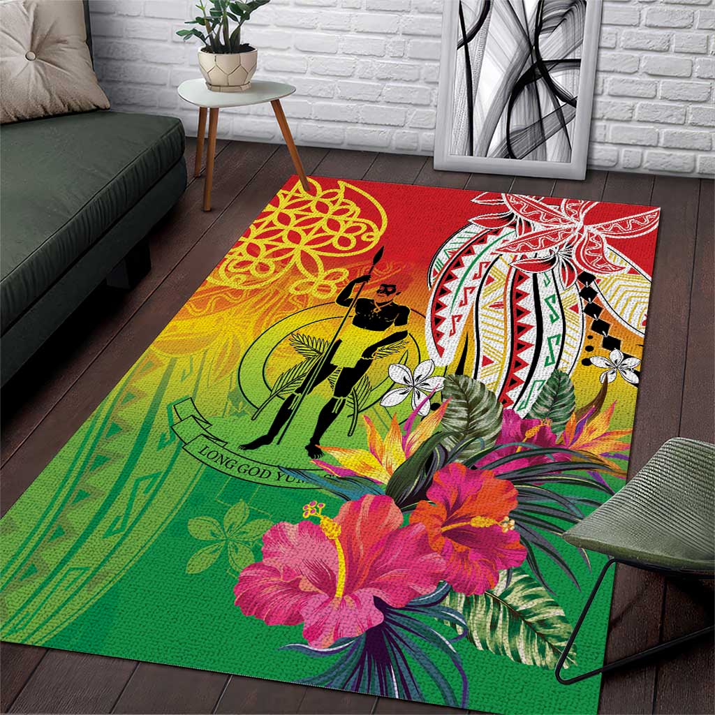 Vanuatu 45th Anniversary Area Rug Polynesian with Sand Drawing Pattern