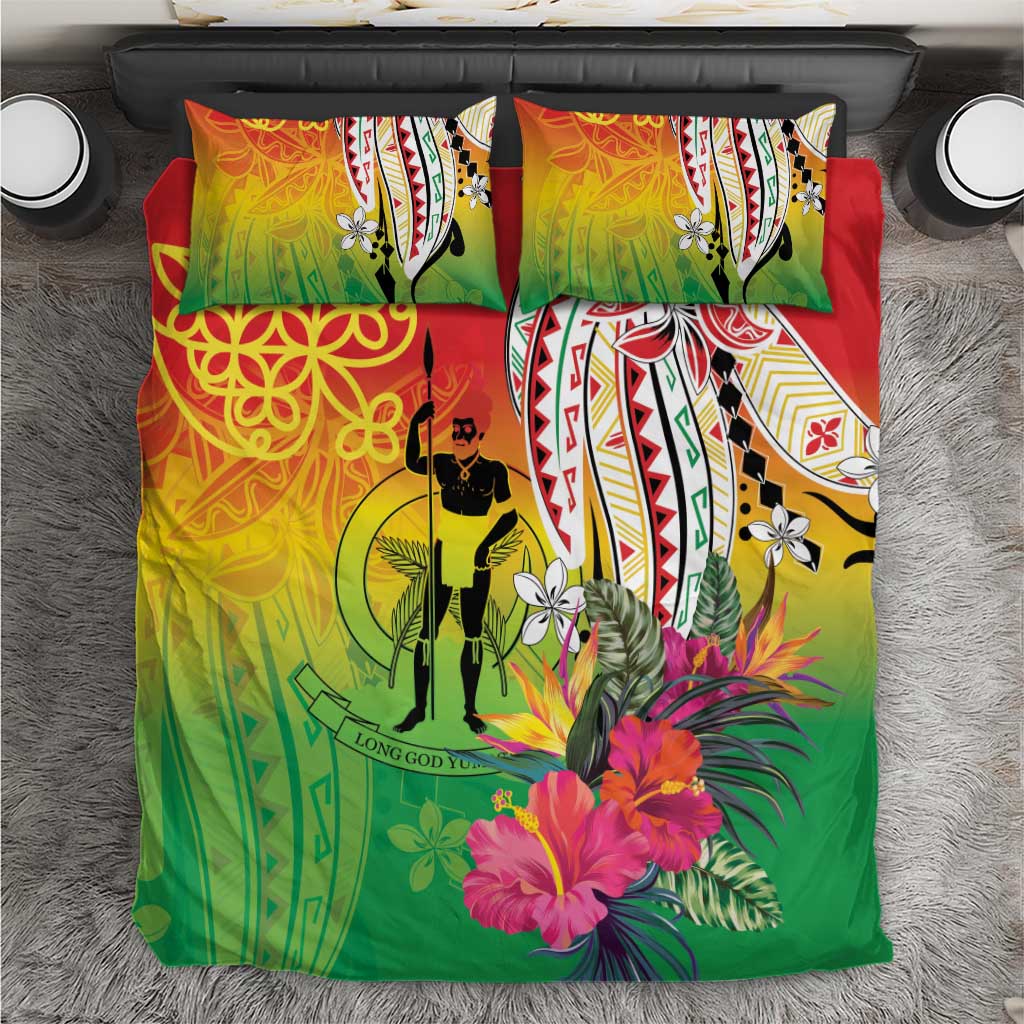 Vanuatu 45th Anniversary Bedding Set Polynesian with Sand Drawing Pattern