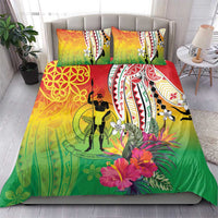 Vanuatu 45th Anniversary Bedding Set Polynesian with Sand Drawing Pattern