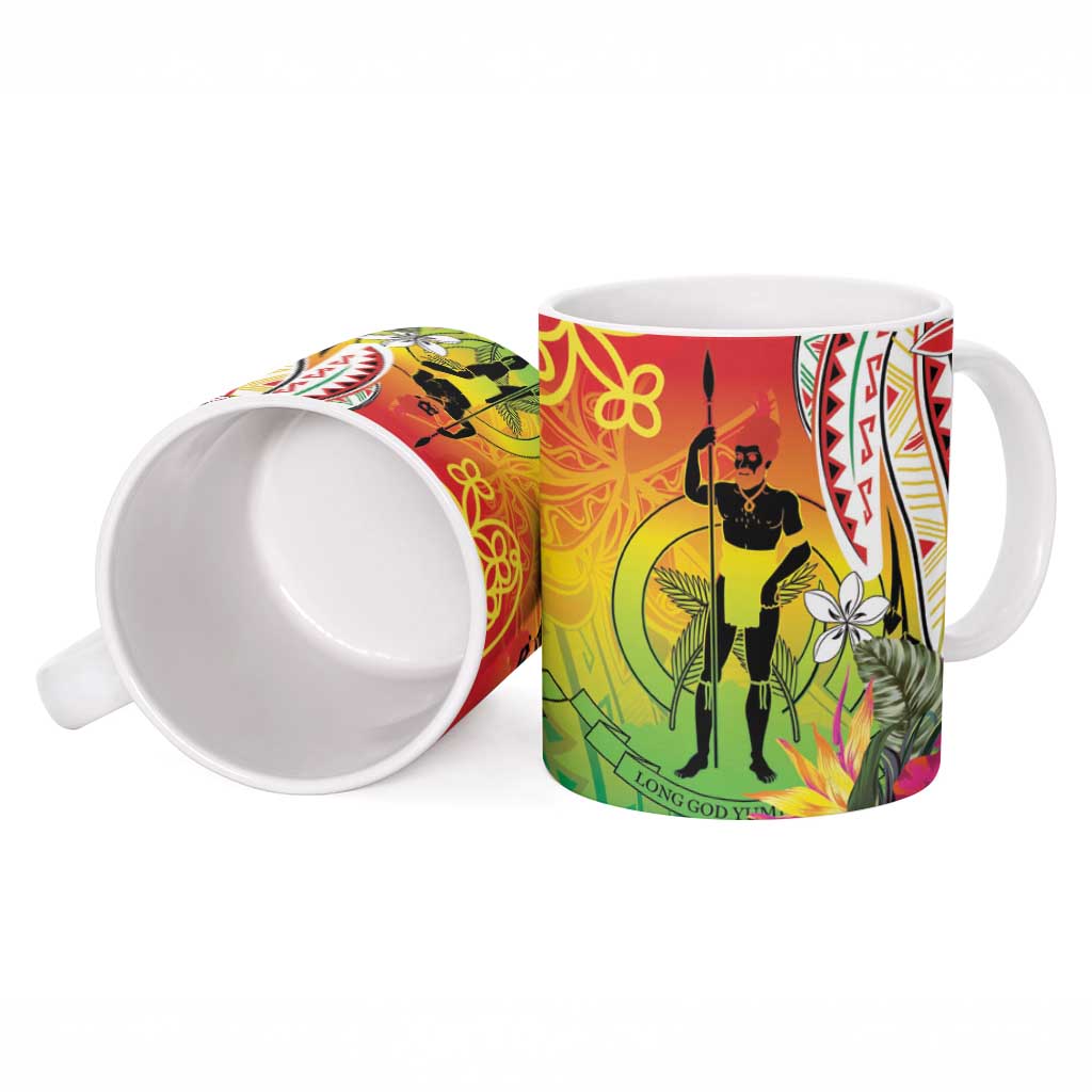 Vanuatu 45th Anniversary Ceramic Mug Polynesian with Sand Drawing Pattern - Polynesian Pride