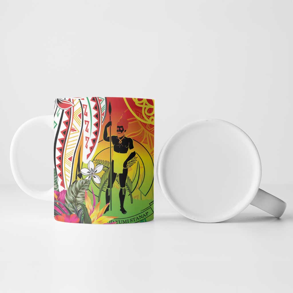 Vanuatu 45th Anniversary Ceramic Mug Polynesian with Sand Drawing Pattern - Polynesian Pride