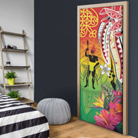 Vanuatu 45th Anniversary Door Cover Polynesian with Sand Drawing Pattern - Polynesian Pride