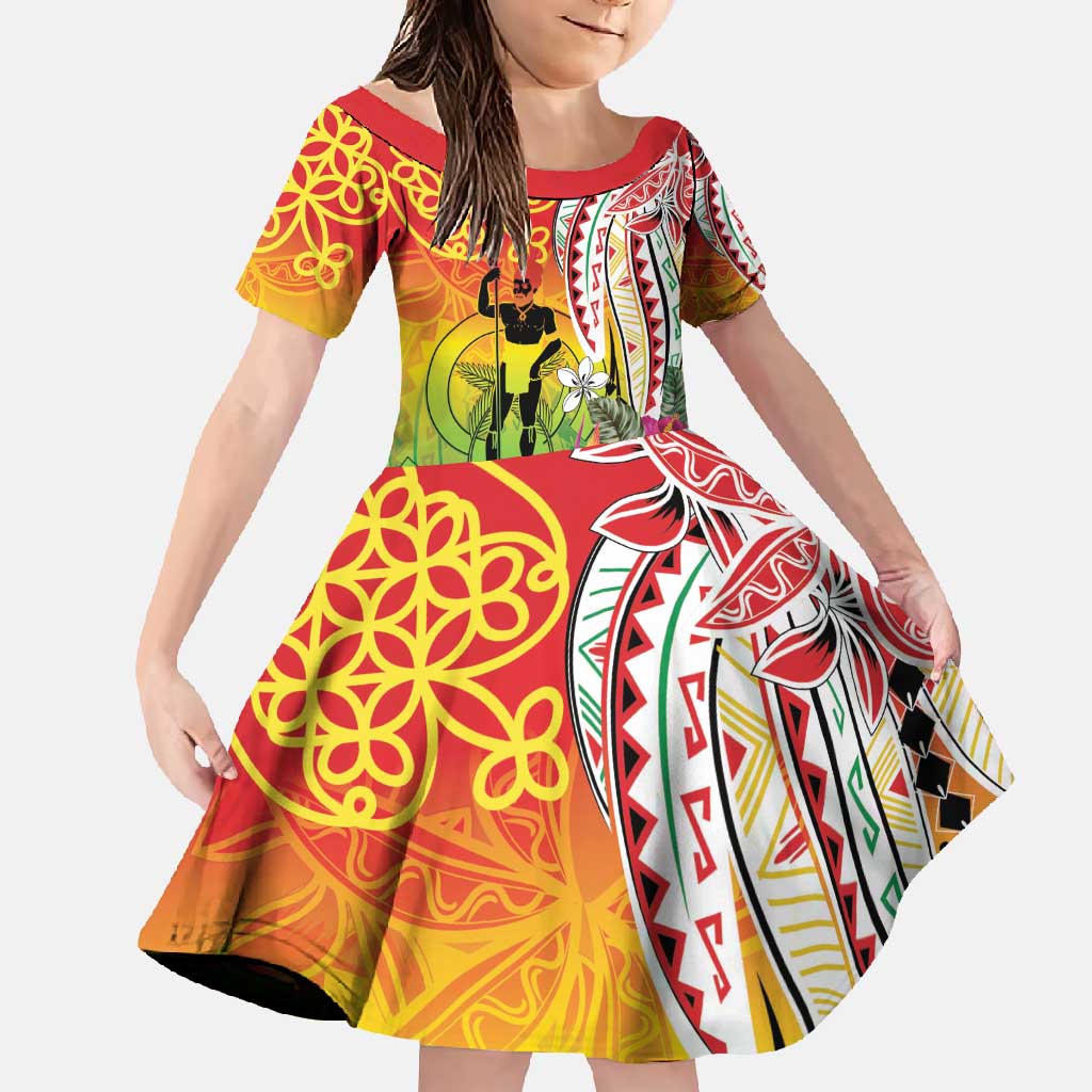 Vanuatu 45th Anniversary Family Matching Mermaid Dress and Hawaiian Shirt Polynesian with Sand Drawing Pattern