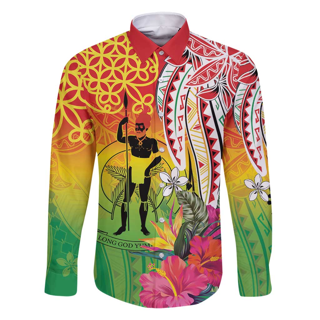 Vanuatu 45th Anniversary Family Matching Off Shoulder Maxi Dress and Hawaiian Shirt Polynesian with Sand Drawing Pattern