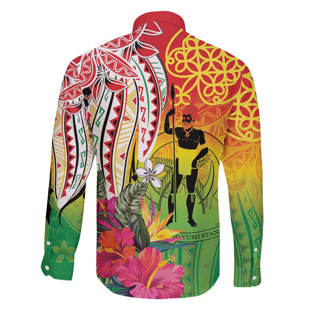 Vanuatu 45th Anniversary Family Matching Off Shoulder Maxi Dress and Hawaiian Shirt Polynesian with Sand Drawing Pattern