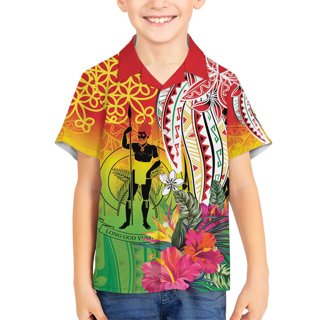 Vanuatu 45th Anniversary Family Matching Off Shoulder Maxi Dress and Hawaiian Shirt Polynesian with Sand Drawing Pattern