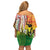 Vanuatu 45th Anniversary Family Matching Off Shoulder Short Dress and Hawaiian Shirt Polynesian with Sand Drawing Pattern