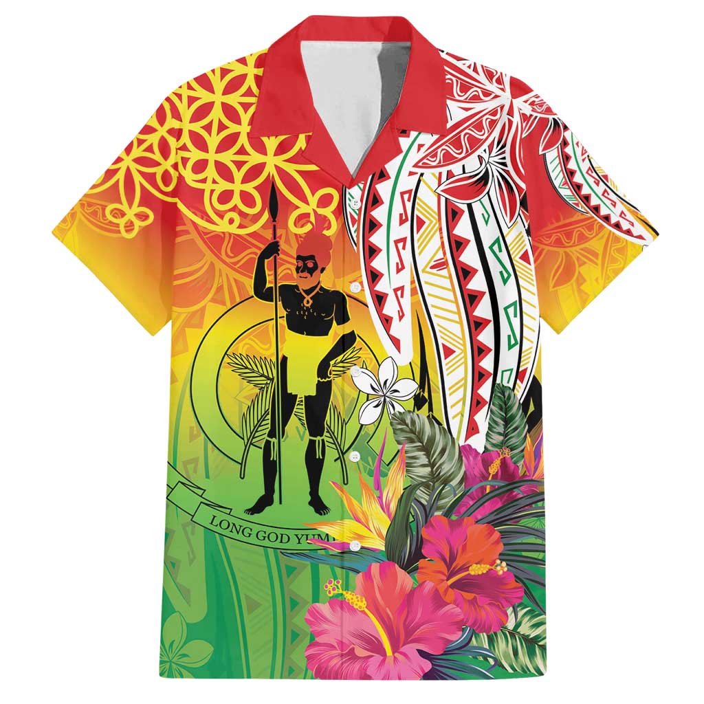 Vanuatu 45th Anniversary Family Matching Tank Maxi Dress and Hawaiian Shirt Polynesian with Sand Drawing Pattern