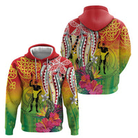 Vanuatu 45th Anniversary Hoodie Polynesian with Sand Drawing Pattern
