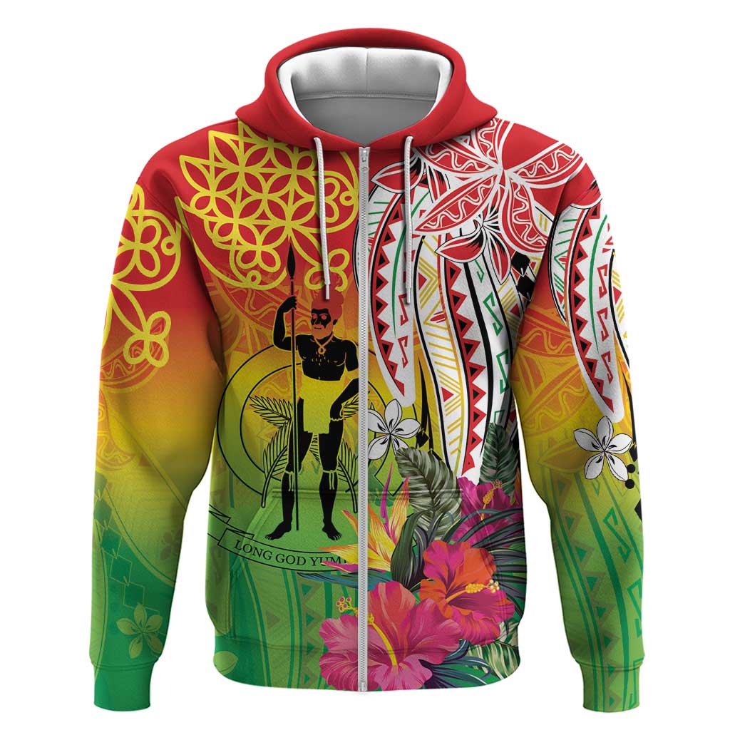 Vanuatu 45th Anniversary Hoodie Polynesian with Sand Drawing Pattern
