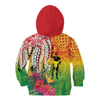 Vanuatu 45th Anniversary Kid Hoodie Polynesian with Sand Drawing Pattern