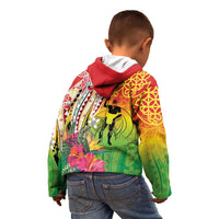 Vanuatu 45th Anniversary Kid Hoodie Polynesian with Sand Drawing Pattern