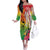 Vanuatu 45th Anniversary Off The Shoulder Long Sleeve Dress Polynesian with Sand Drawing Pattern