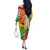Vanuatu 45th Anniversary Off The Shoulder Long Sleeve Dress Polynesian with Sand Drawing Pattern