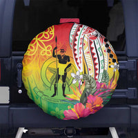 Vanuatu 45th Anniversary Spare Tire Cover Polynesian with Sand Drawing Pattern