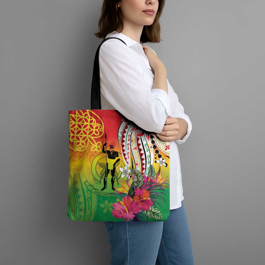 Vanuatu 45th Anniversary Tote Bag Polynesian with Sand Drawing Pattern - Polynesian Pride