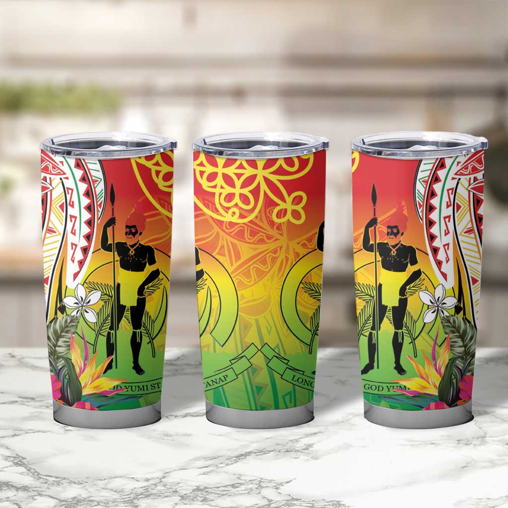 Vanuatu 45th Anniversary Tumbler Cup Polynesian with Sand Drawing Pattern