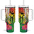 Vanuatu 45th Anniversary Tumbler With Handle Polynesian with Sand Drawing Pattern
