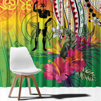 Vanuatu 45th Anniversary Window Curtain Polynesian with Sand Drawing Pattern