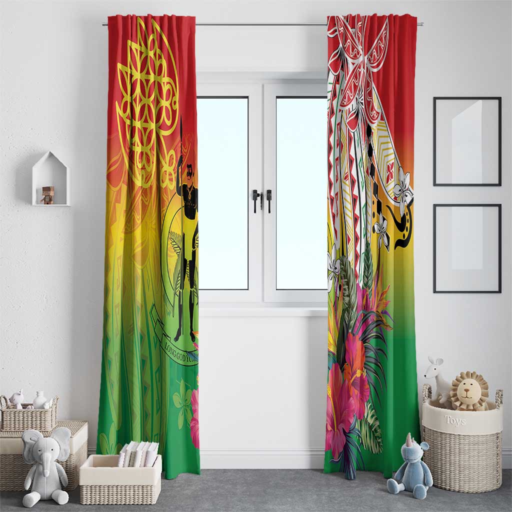 Vanuatu 45th Anniversary Window Curtain Polynesian with Sand Drawing Pattern