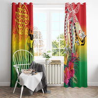Vanuatu 45th Anniversary Window Curtain Polynesian with Sand Drawing Pattern