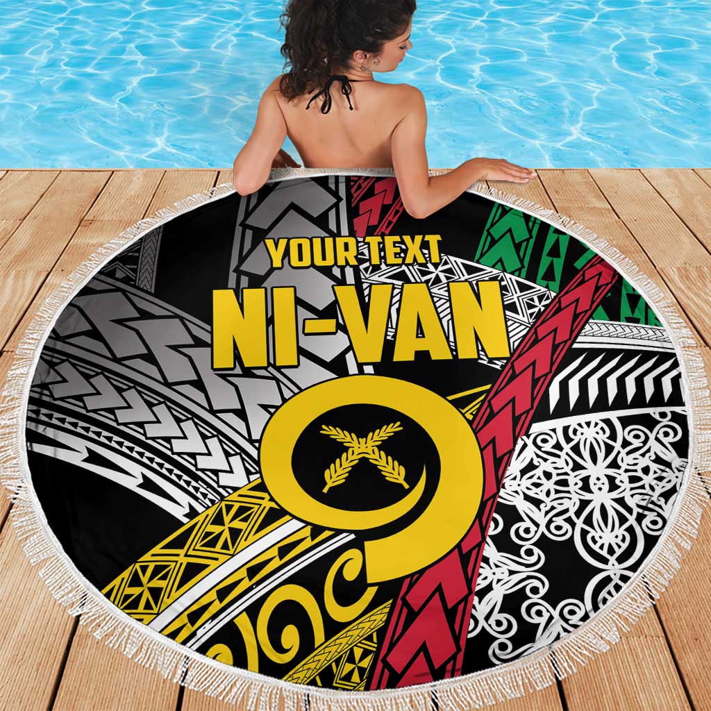 Vanuatu Proud to be Ni-van Personalised Beach Blanket with Mutis En Atan Patterns