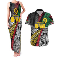 Vanuatu Proud to be Ni-van Personalised Couples Matching Tank Maxi Dress and Hawaiian Shirt with Mutis En Atan Patterns LT9 Black - Polynesian Pride