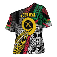 Vanuatu Proud to be Ni-van Personalised Cross Shoulder Shirt with Mutis En Atan Patterns - Polynesian Pride